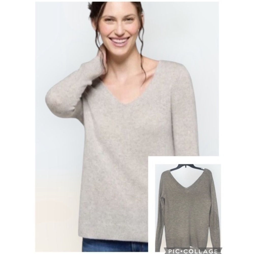 41 Hawthorn Gray Double V Wool Blend Casual Soft Long Sleeve Sweater Small